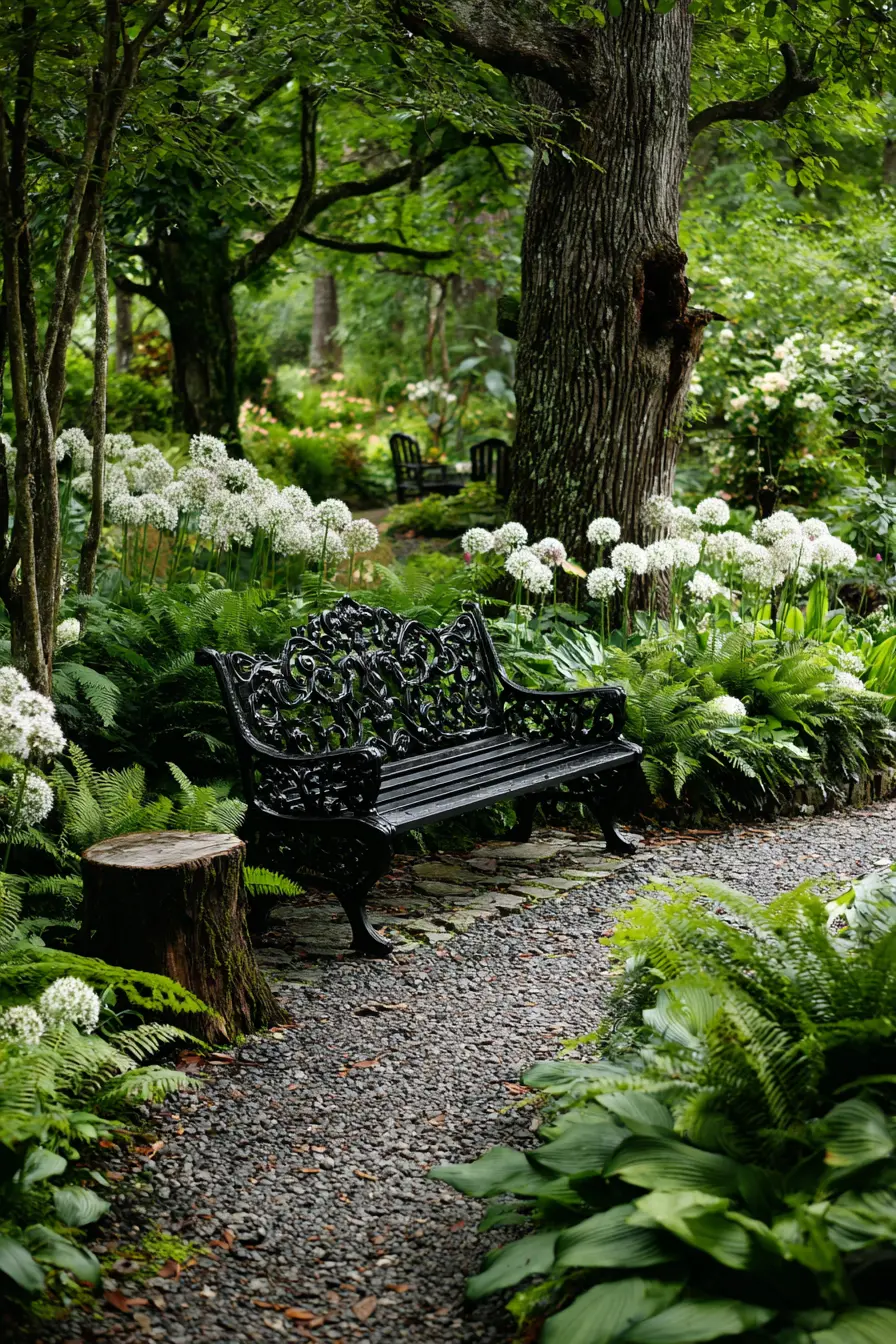 Serene Woodland Retreat with Hosta
