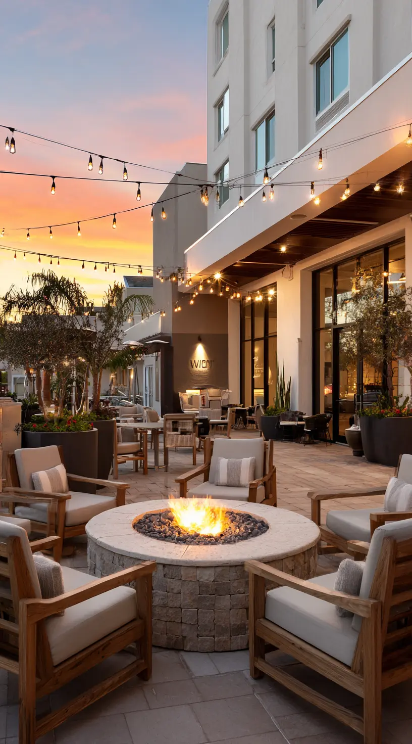 Fireplace Glow & String Lights