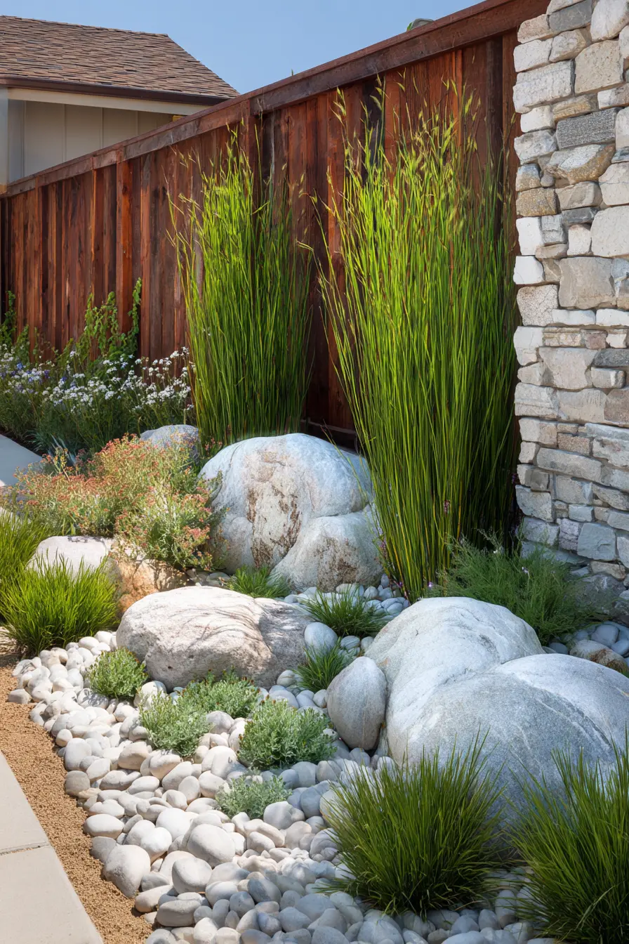 Rustic Rock Wall with Grassy Accents