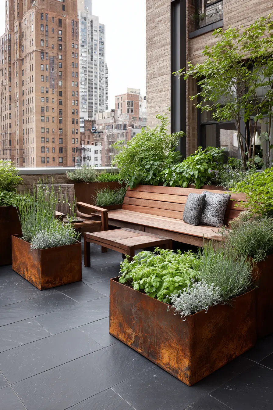 Herb Garden with Rustic Planters