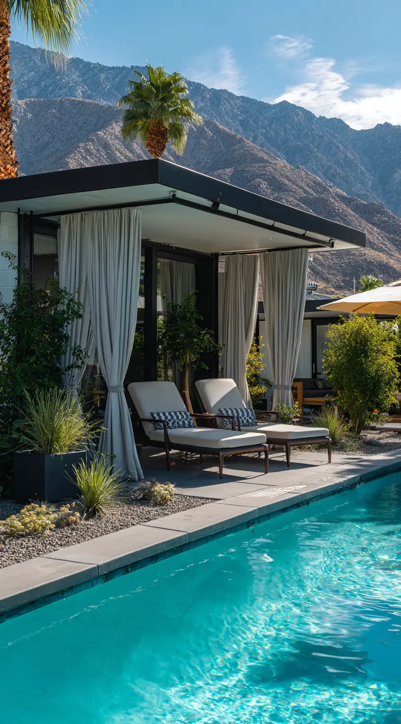 Poolside Pergola With Lounge Beds