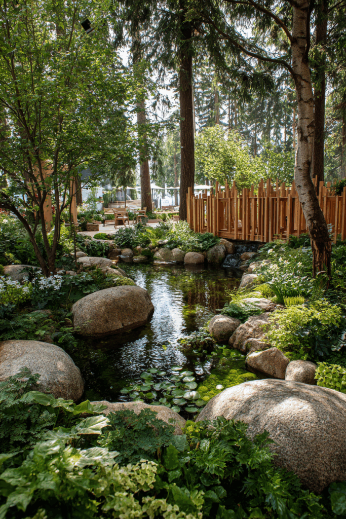 Serene Woodland Rock Garden Design