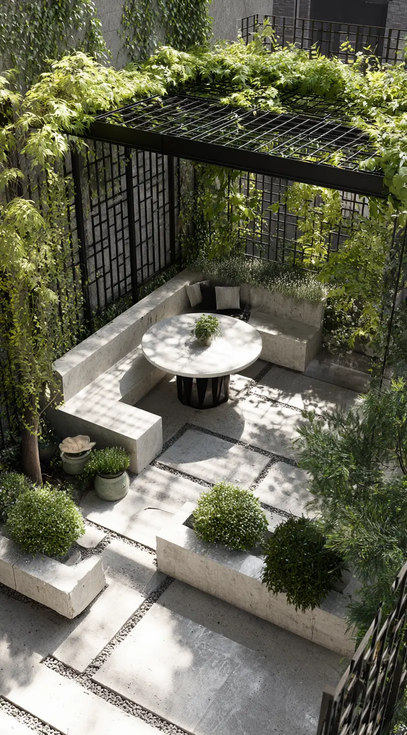 Vine-Covered Pergola Kitchen