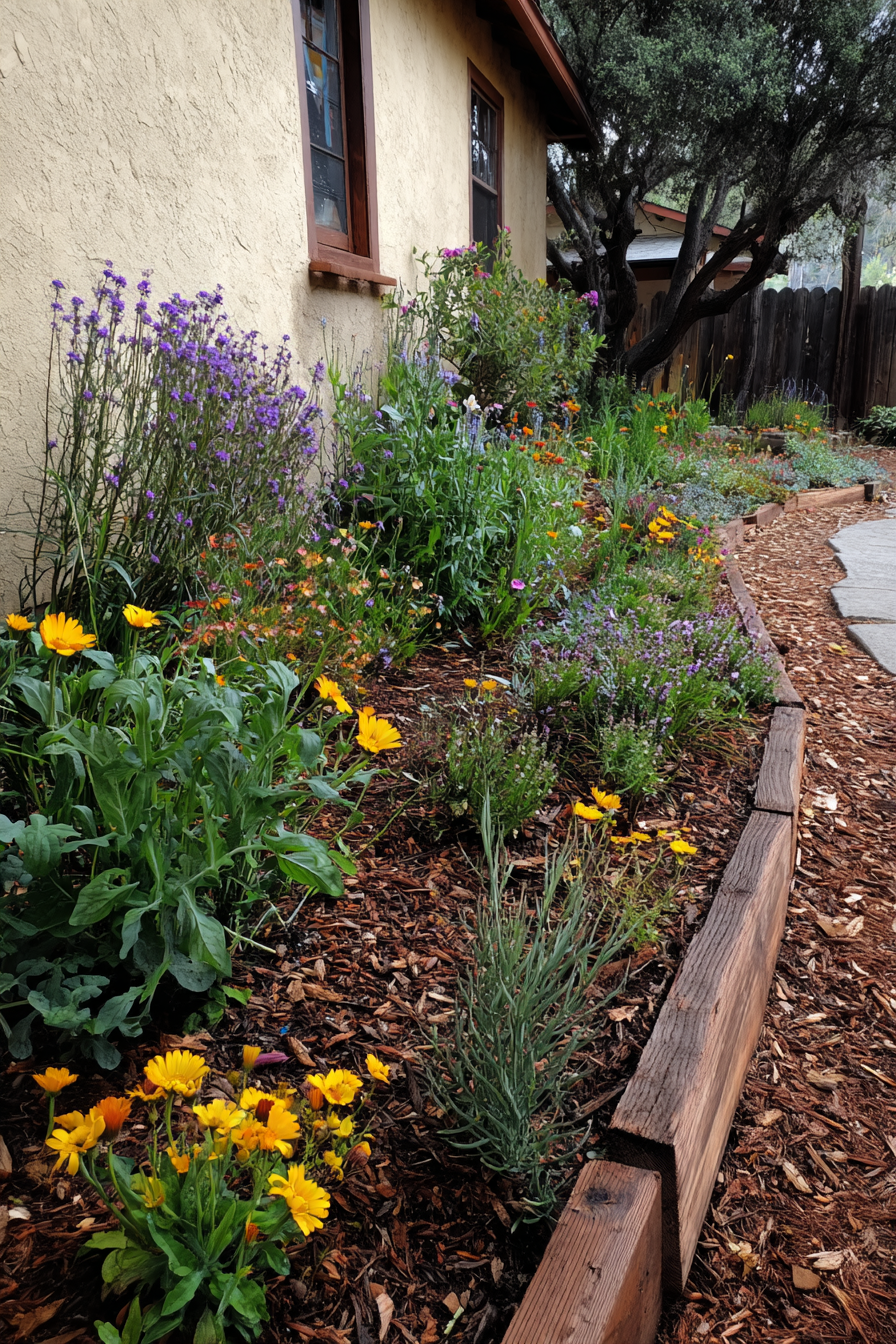 Curved Border with Colorful Perennials