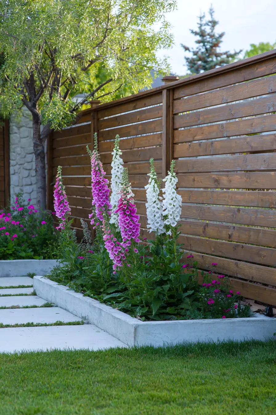 Raised Bed with Foxglove Flowers