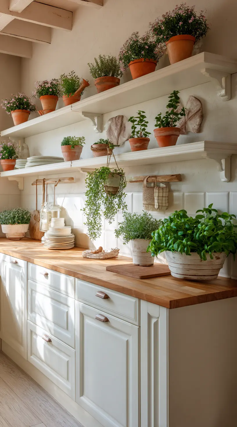 Cozy Farmhouse Kitchen With Green Accents