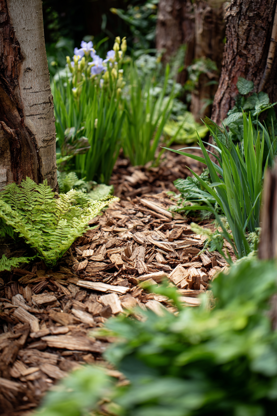 Lush Fern and Bark Border