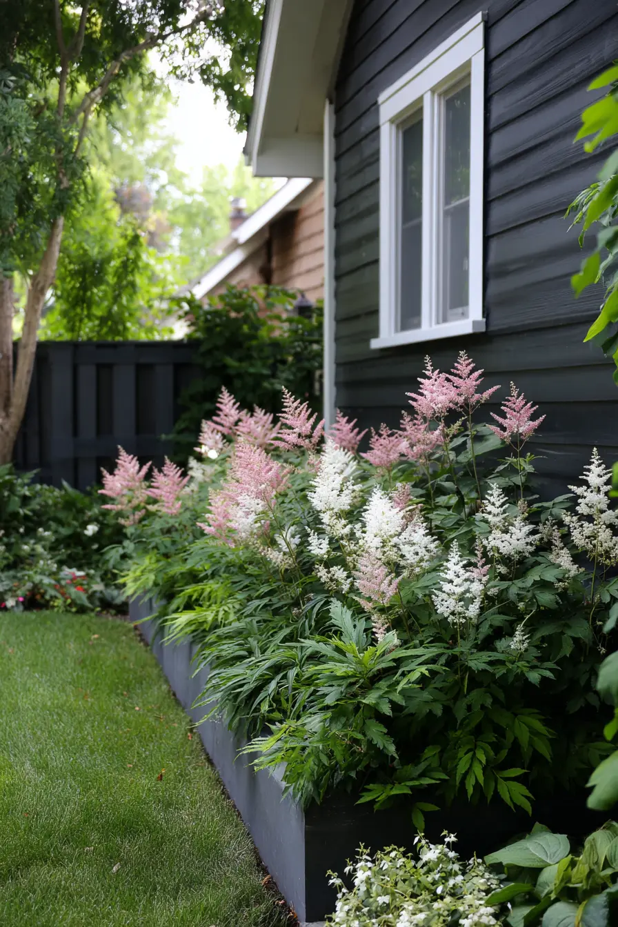 Modern Raised Garden With Astilbe