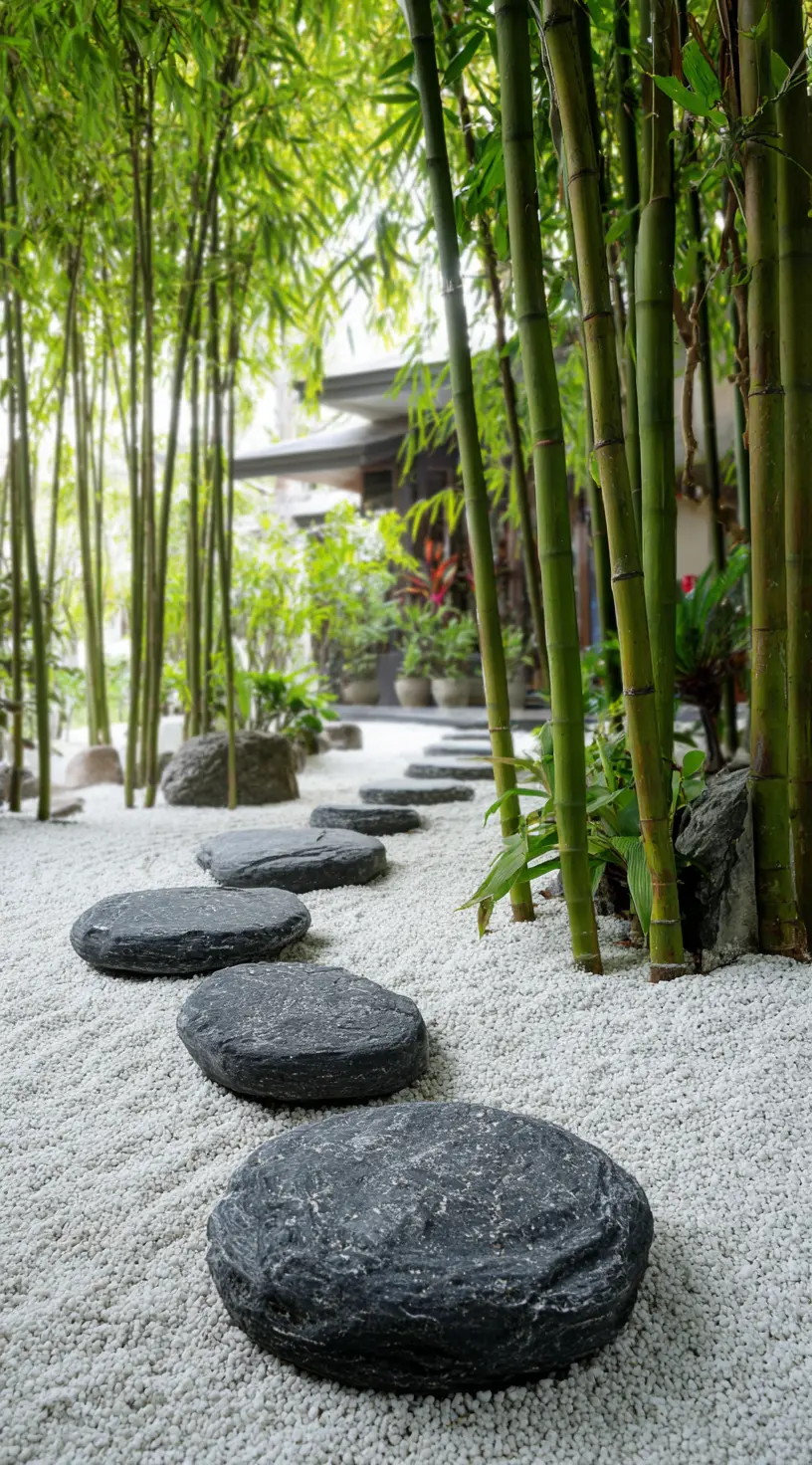 Bamboo Garden With Decorative Stones