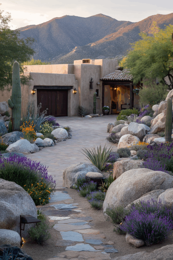 Desert-Inspired Rock and Succulent Garden