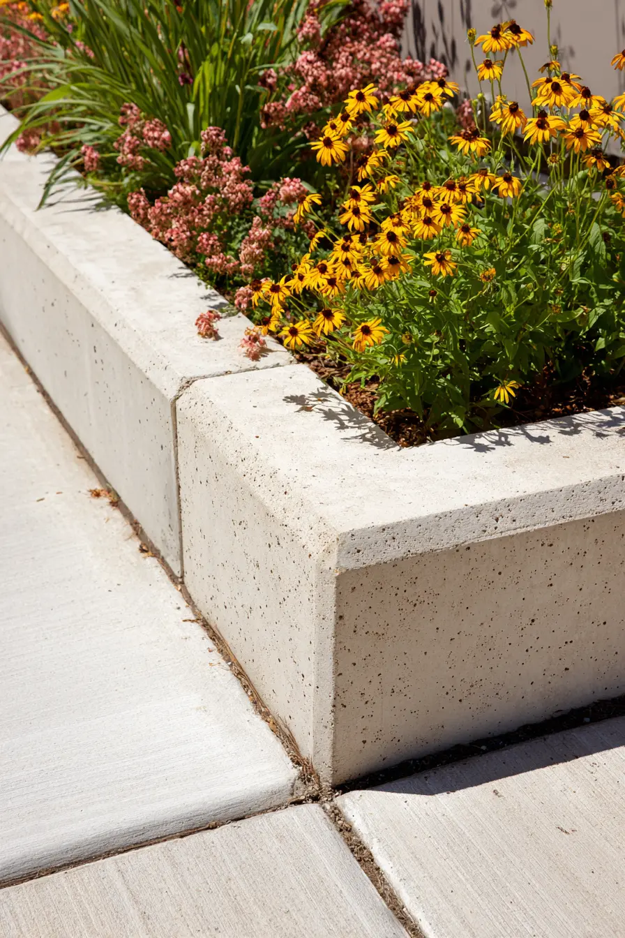Modern Concrete Garden Bed Edging