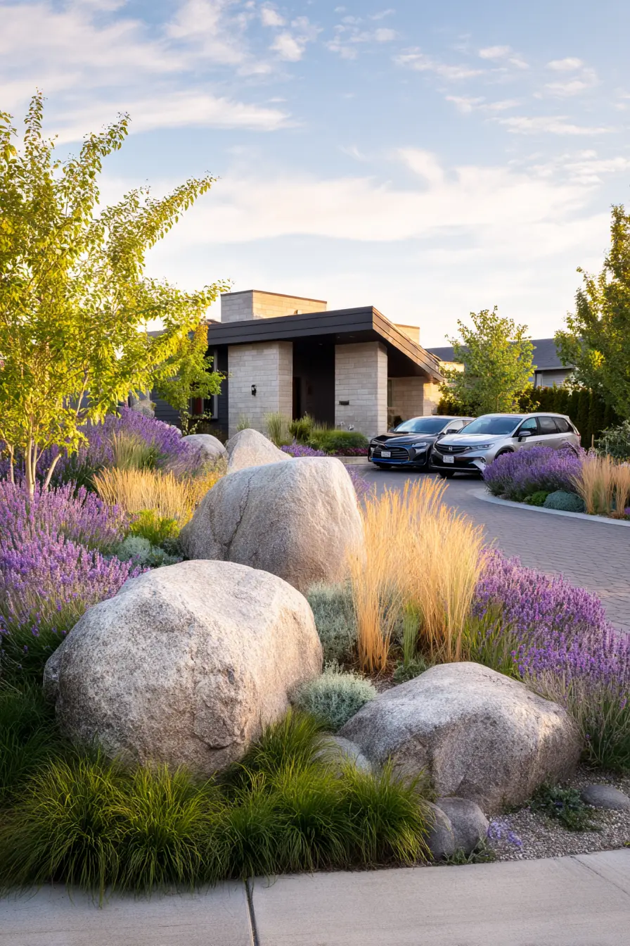 Rustic Rock Garden with Lavender Accents