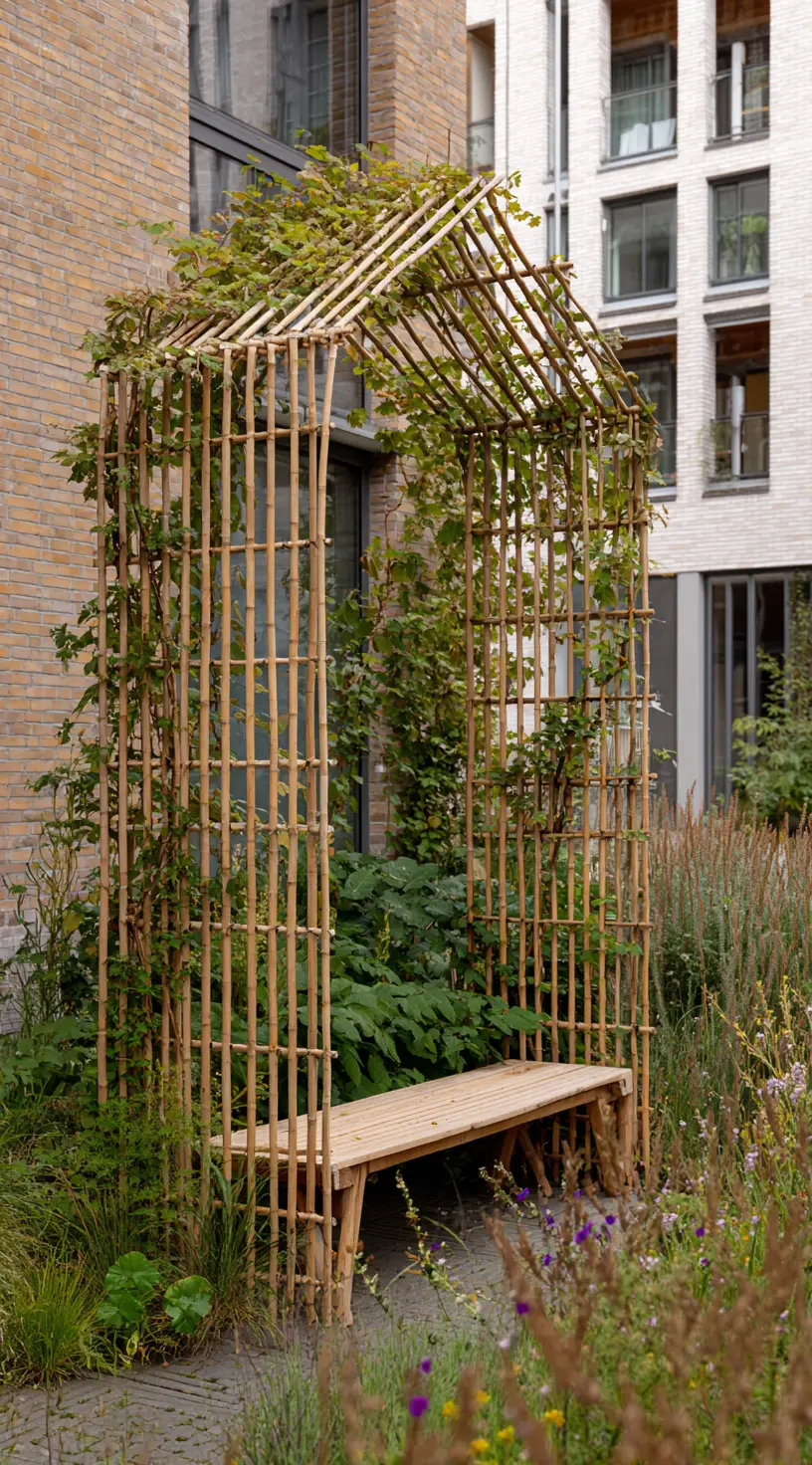 Backyard Bamboo Trellis Garden