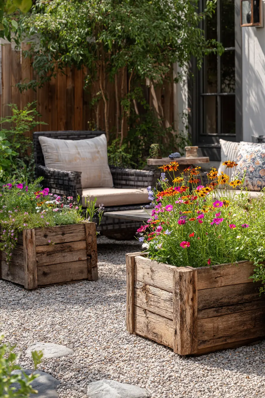 Colorful Flower Planters with Seating
