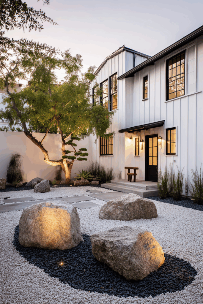 Contemporary Stone and Gravel Garden