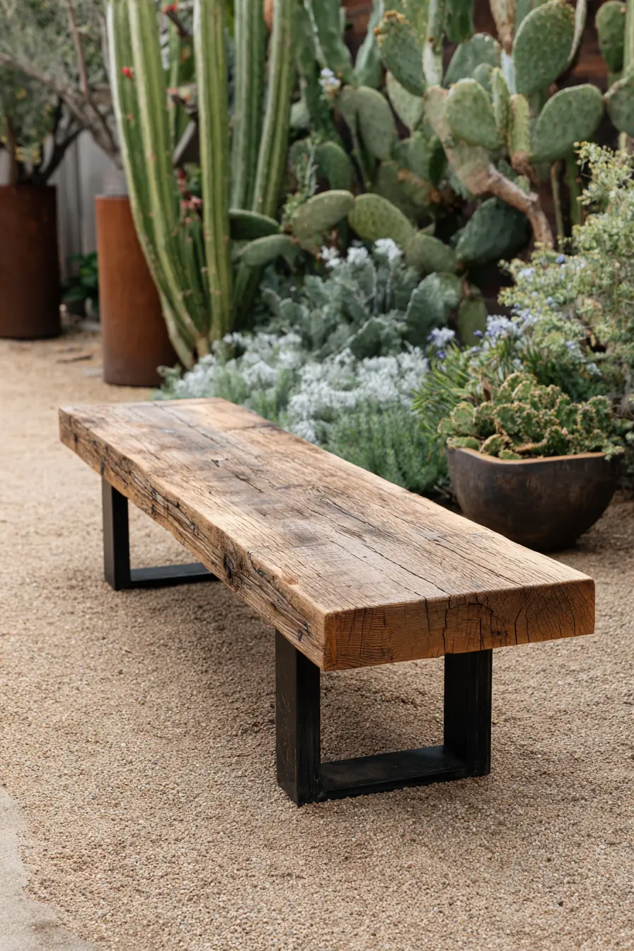 Desert Succulent Garden with Bench