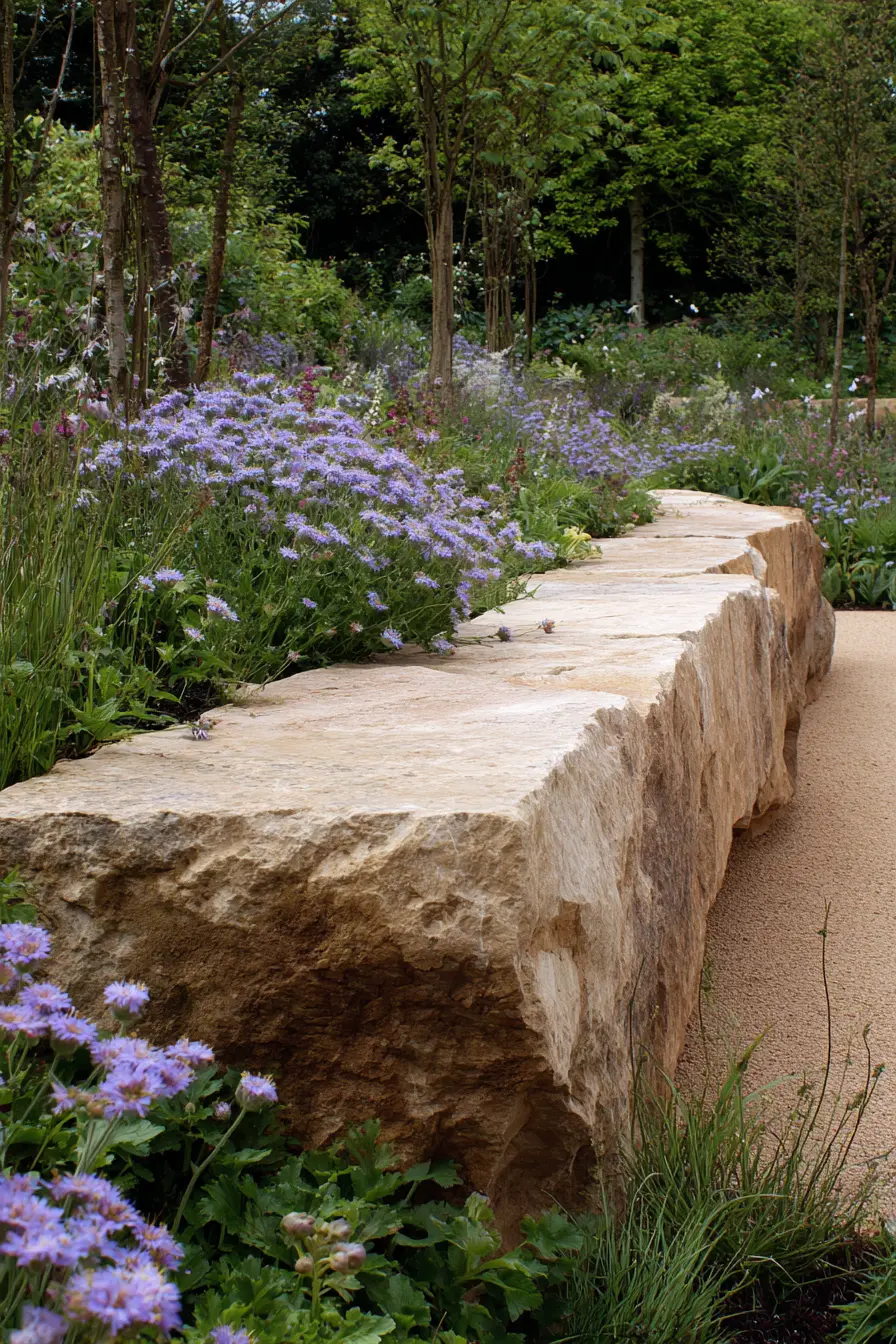 Charming Stone Wall Garden Design