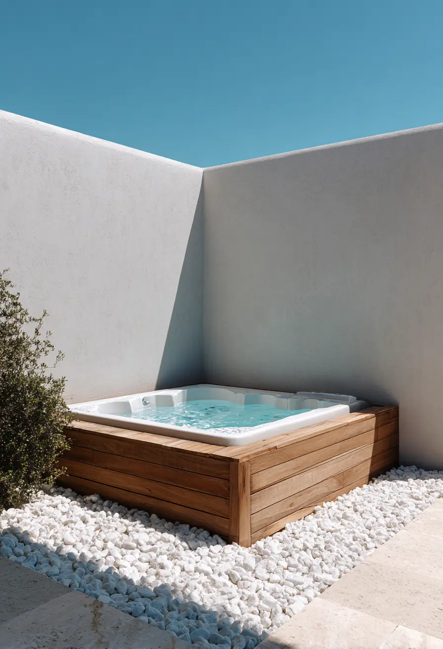 In-ground Hot Tub with Wood Surround