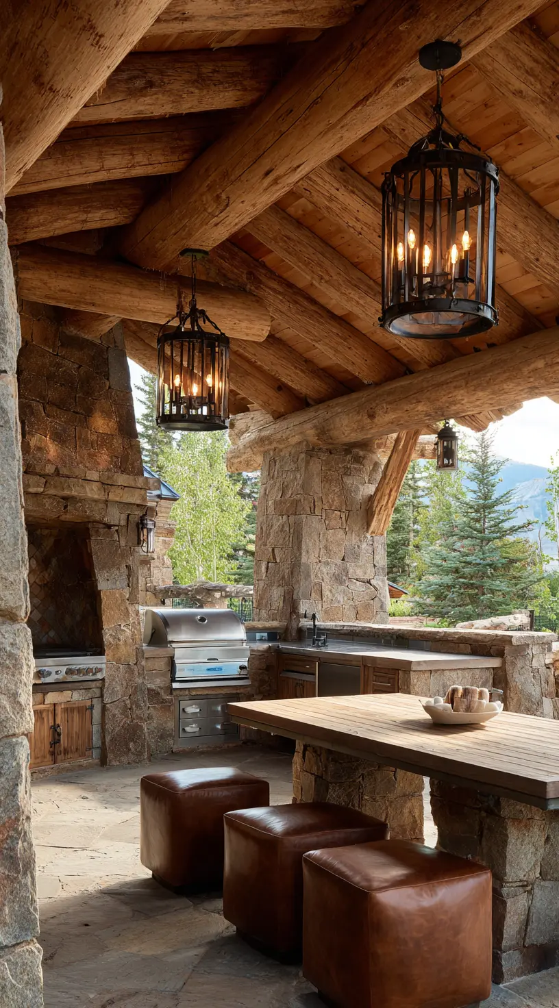 Log Beam BBQ Pavilion