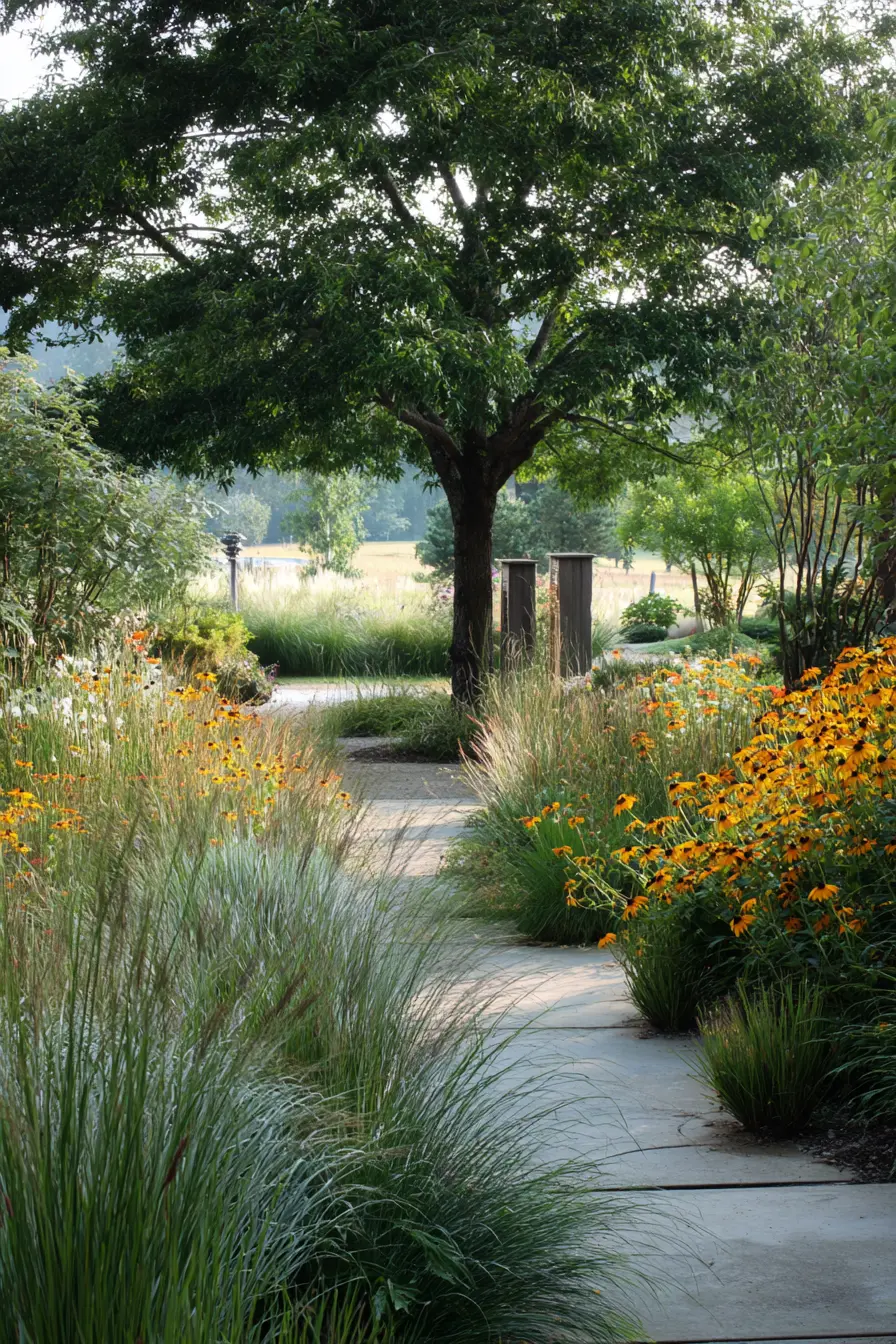 Ornamental Grasses and Wildflowers Border