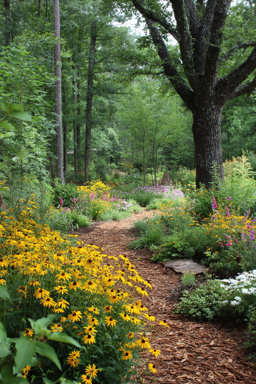 Vibrant Border with Bark Mulch
