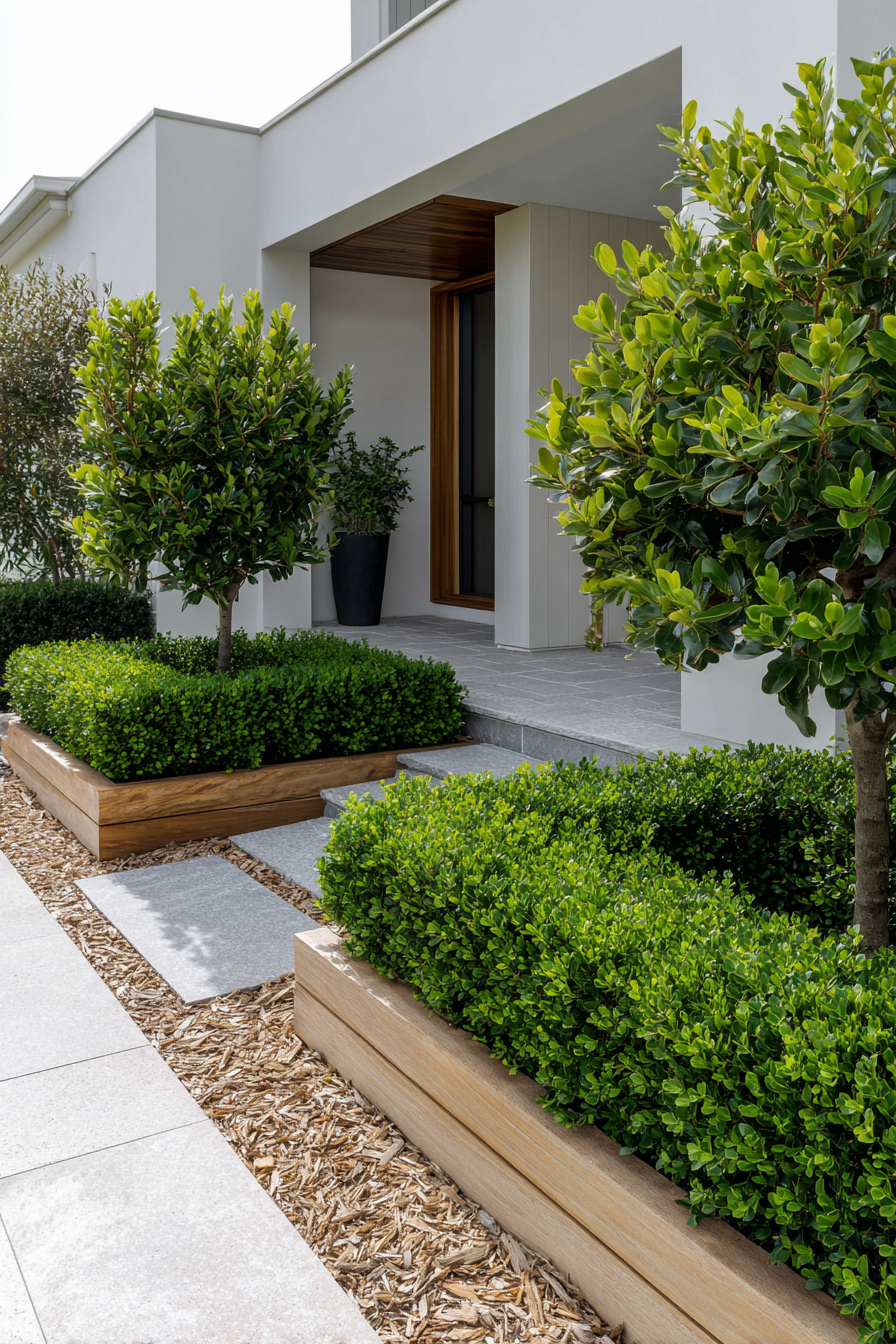 Boxwood Border with Mulch Detail