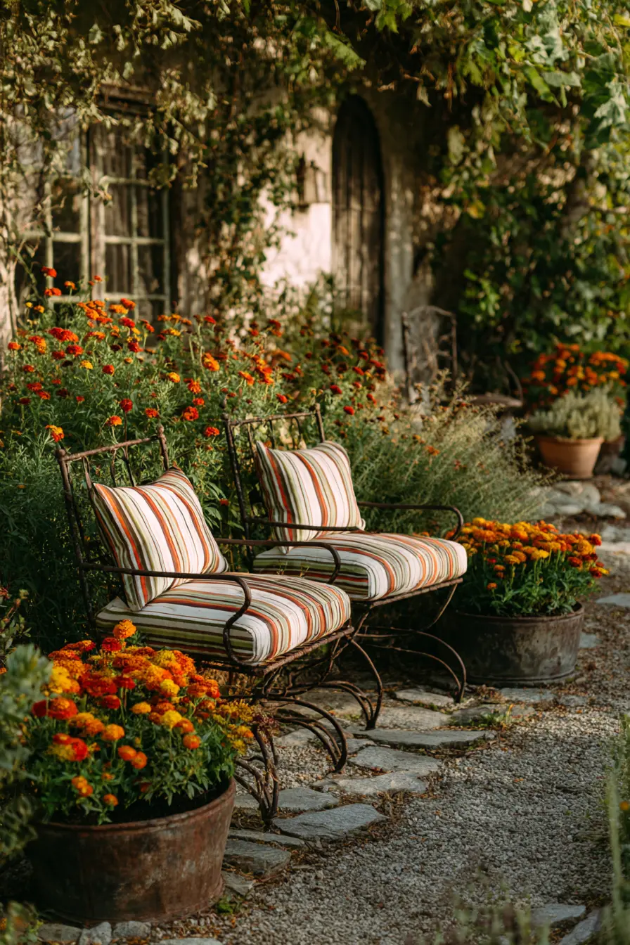 Cozy Floral Patio with Seating