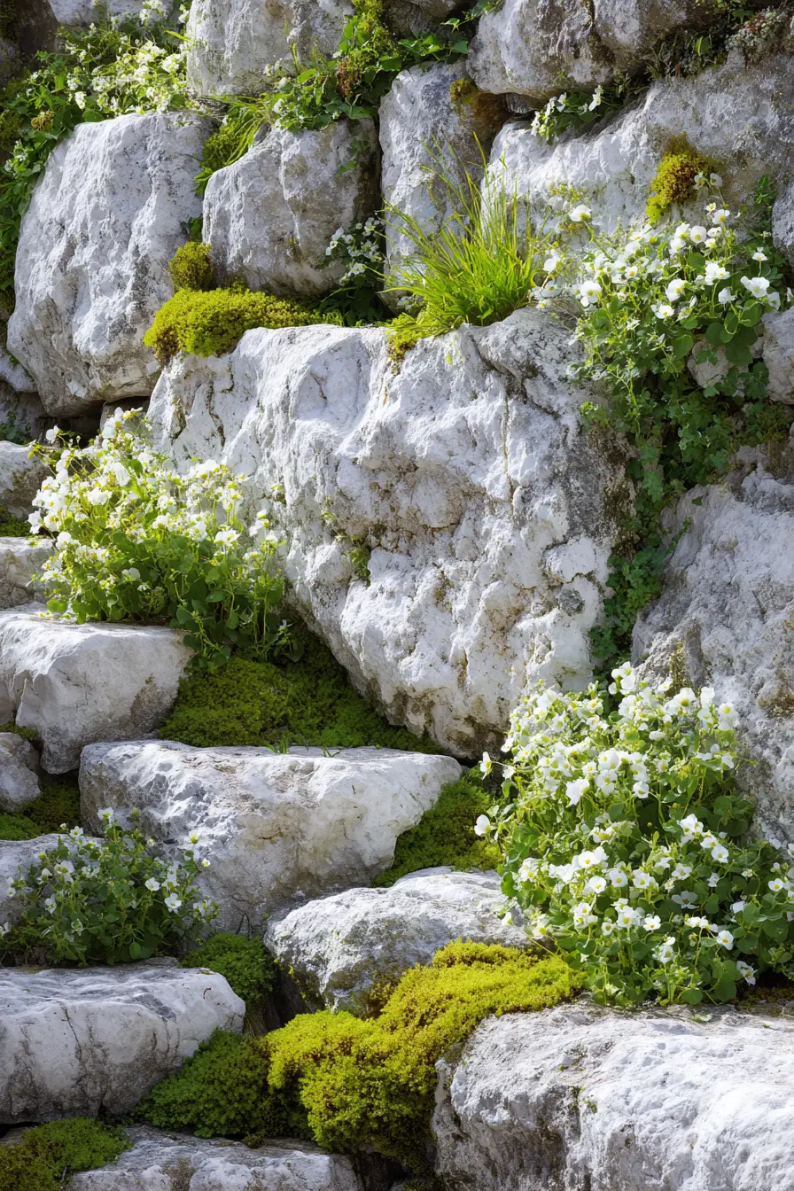 Elegant White Stone Garden Design