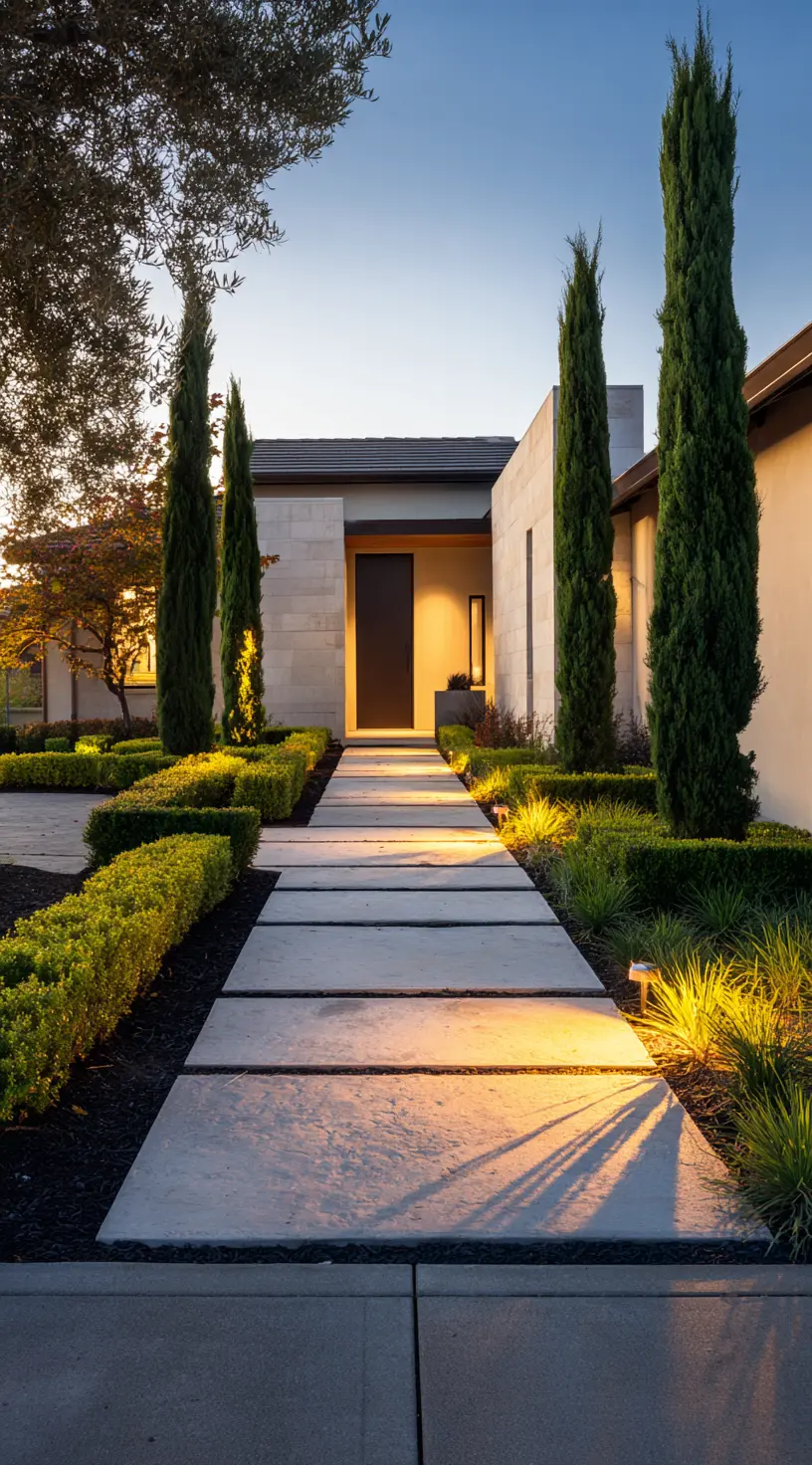 Private Pathway With Hidden Lights