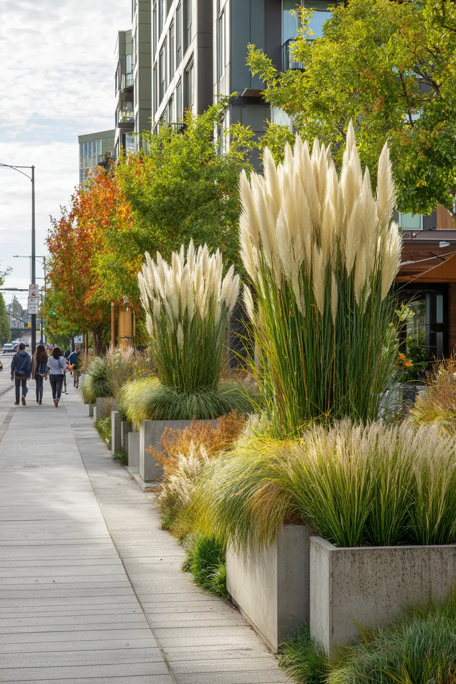 Textured Grass Border with Pampas