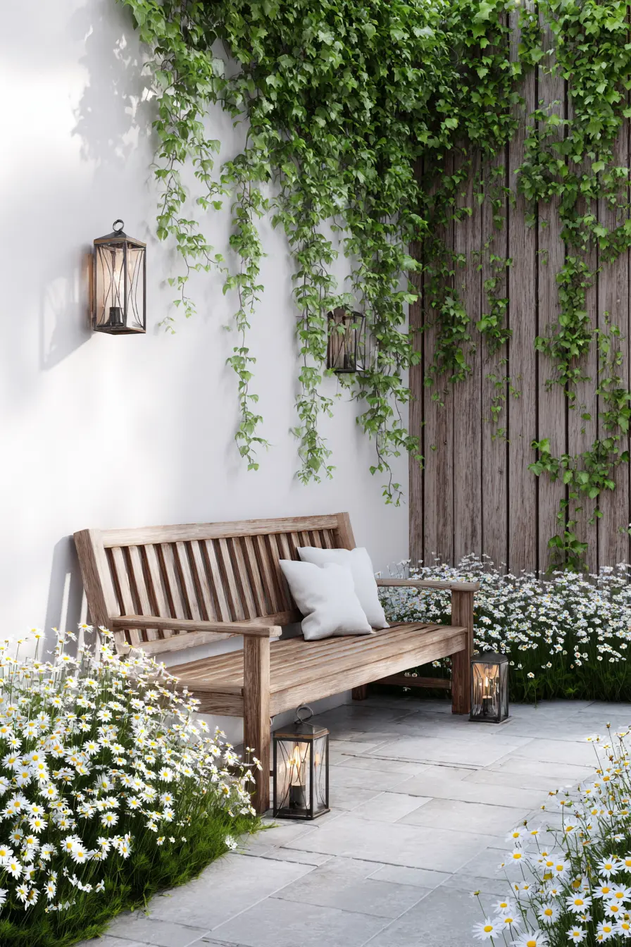Contemporary Daisy Garden with Bench