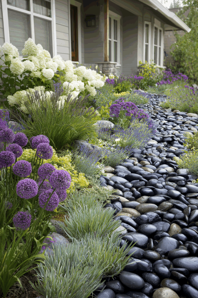 Contemporary Rock Garden with Flowers