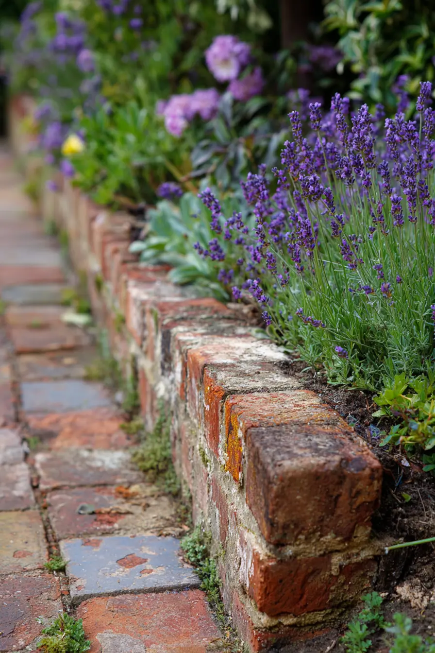 Rustic Brick Garden Edging Detail
