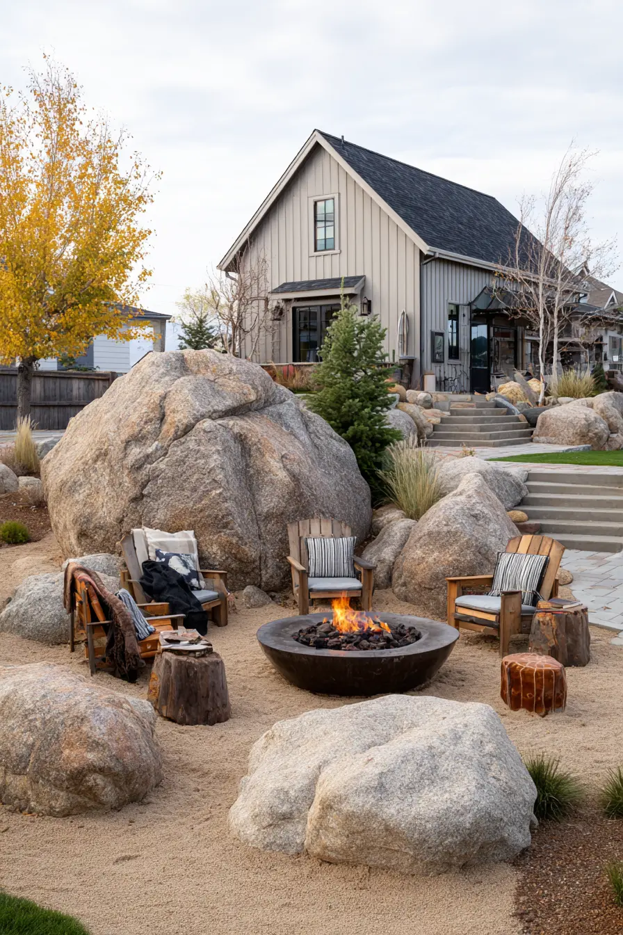 Cozy Fire Pit with Natural Stones