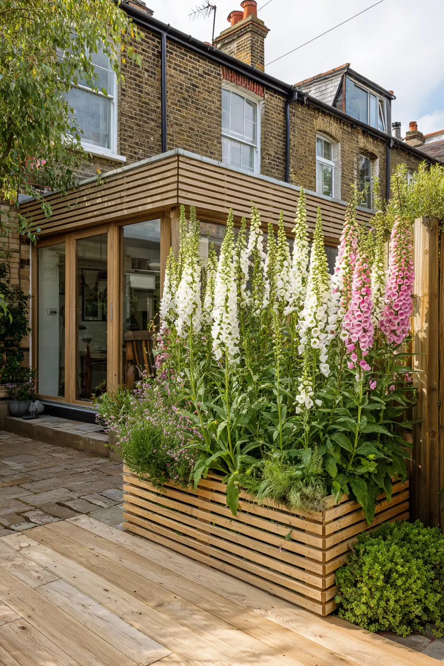 Raised Flower Bed with Foxgloves