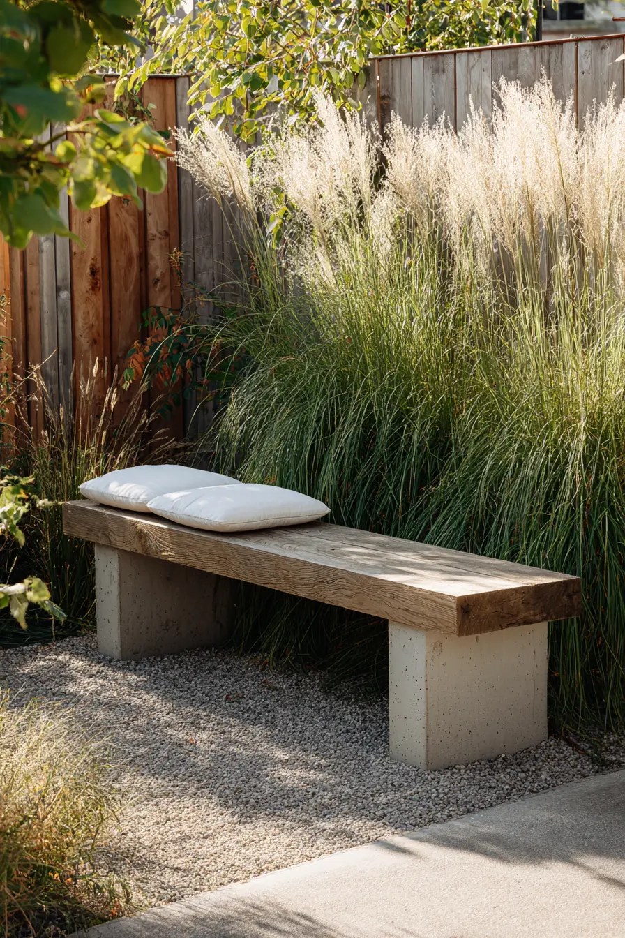 Contemporary Concrete and Wood Bench