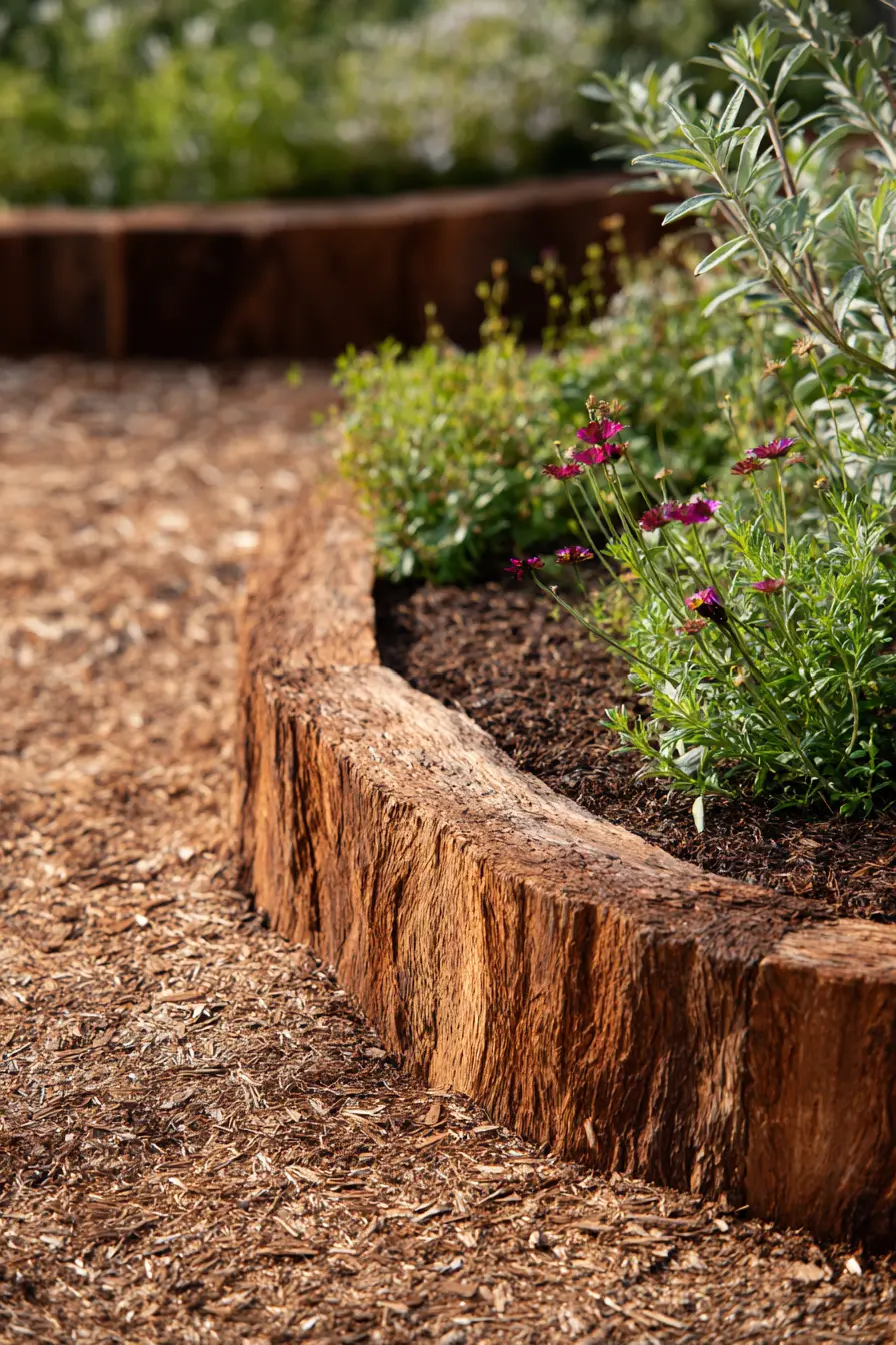 Curved Wooden Garden Edging Design