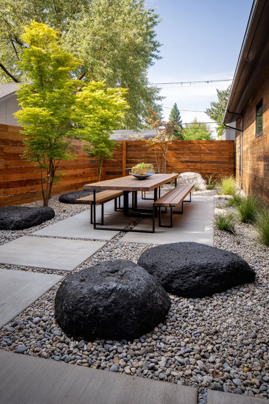 Minimalist Zen Garden with Lava Rocks