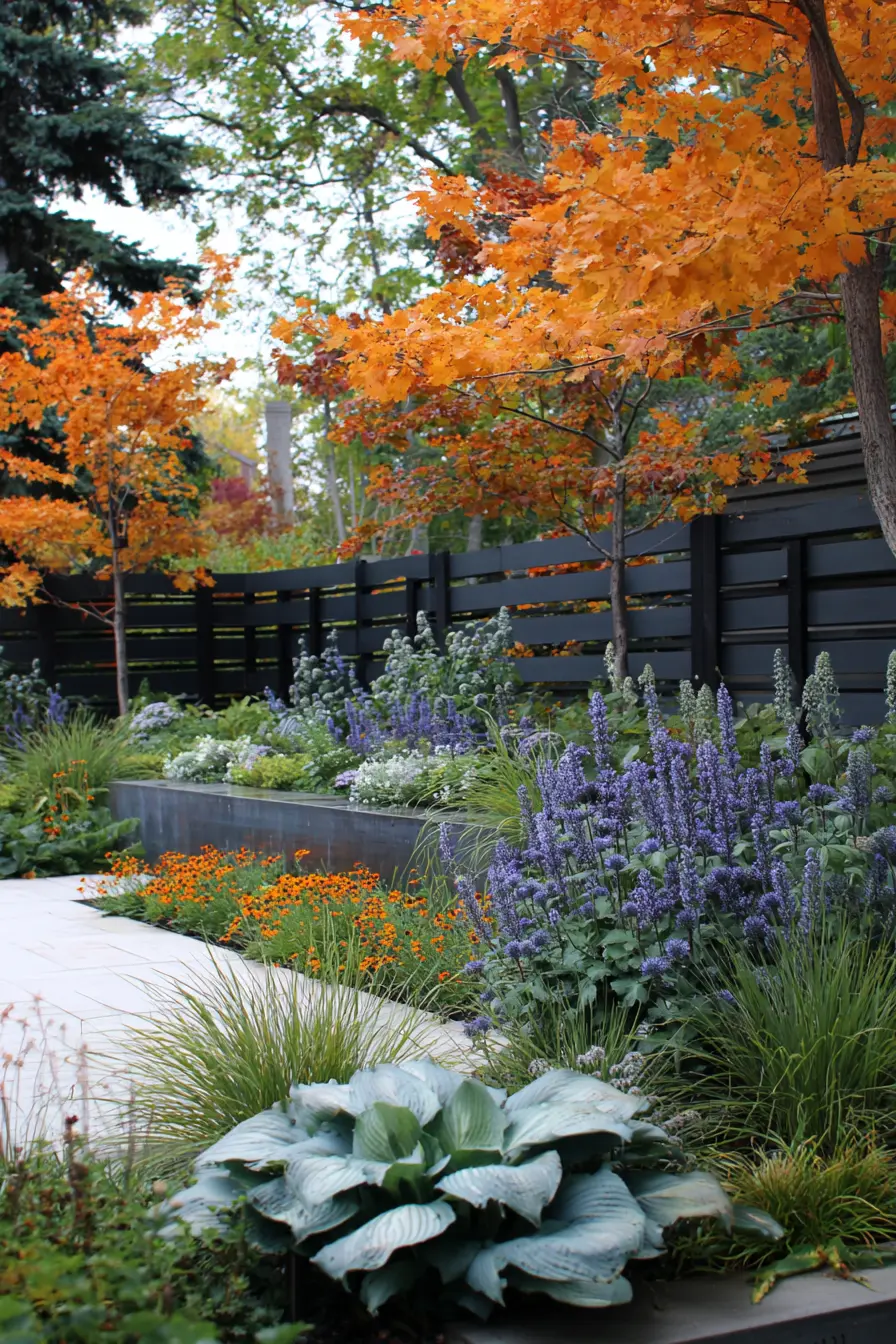 Modern Raised Bed with Blue Flowers