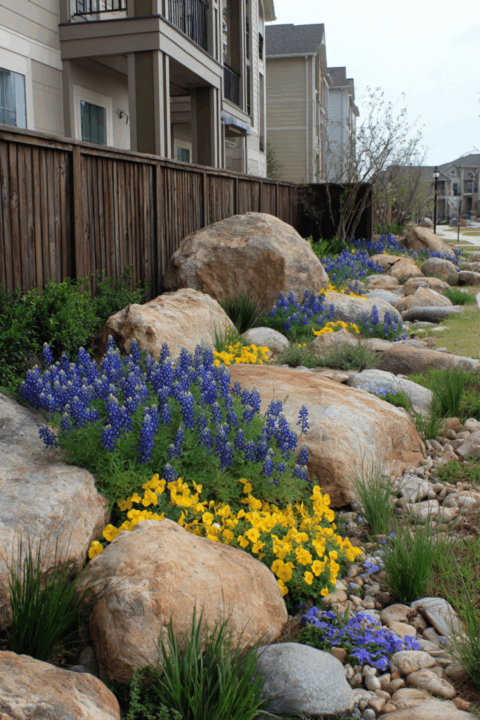 Blue and Yellow Rock Garden Design