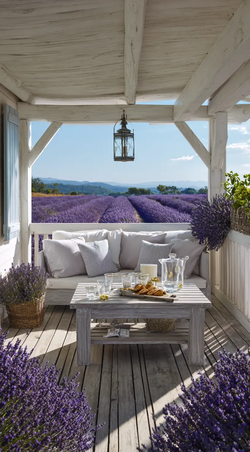 French Country Patio With Lavender Garden