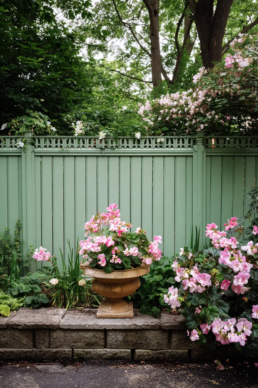 Raised Bed with Pink Begonias