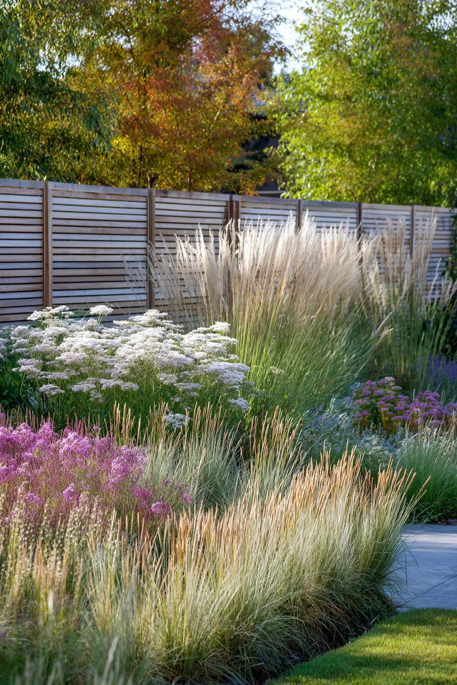 Soft Grasses and Lavender Border