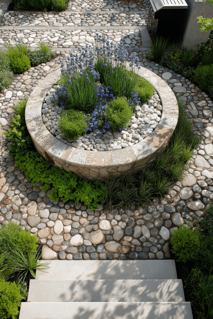 Circular Stone Rock Garden Centerpiece