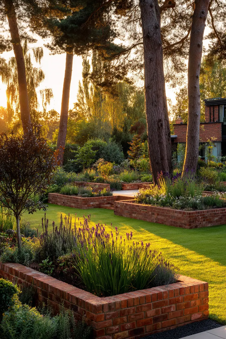 Modern Perennial Brick Edging