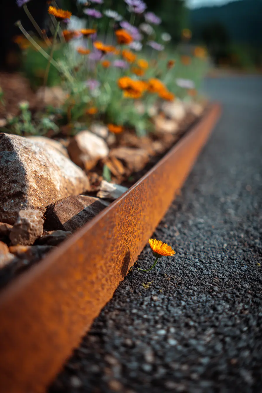 Rusted Metal Garden Edging Design