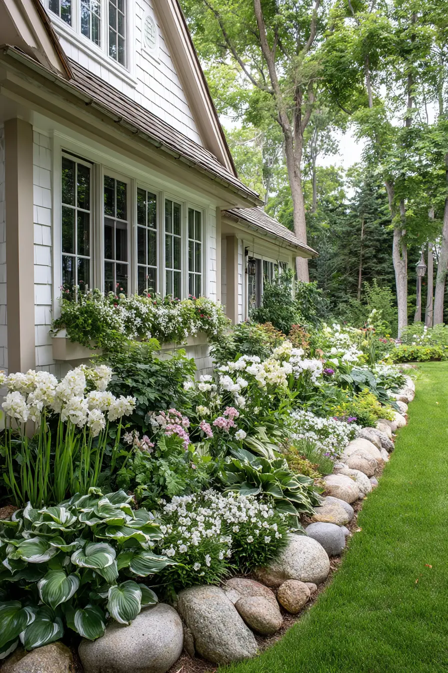 Rustic Stone Edging with Hostas