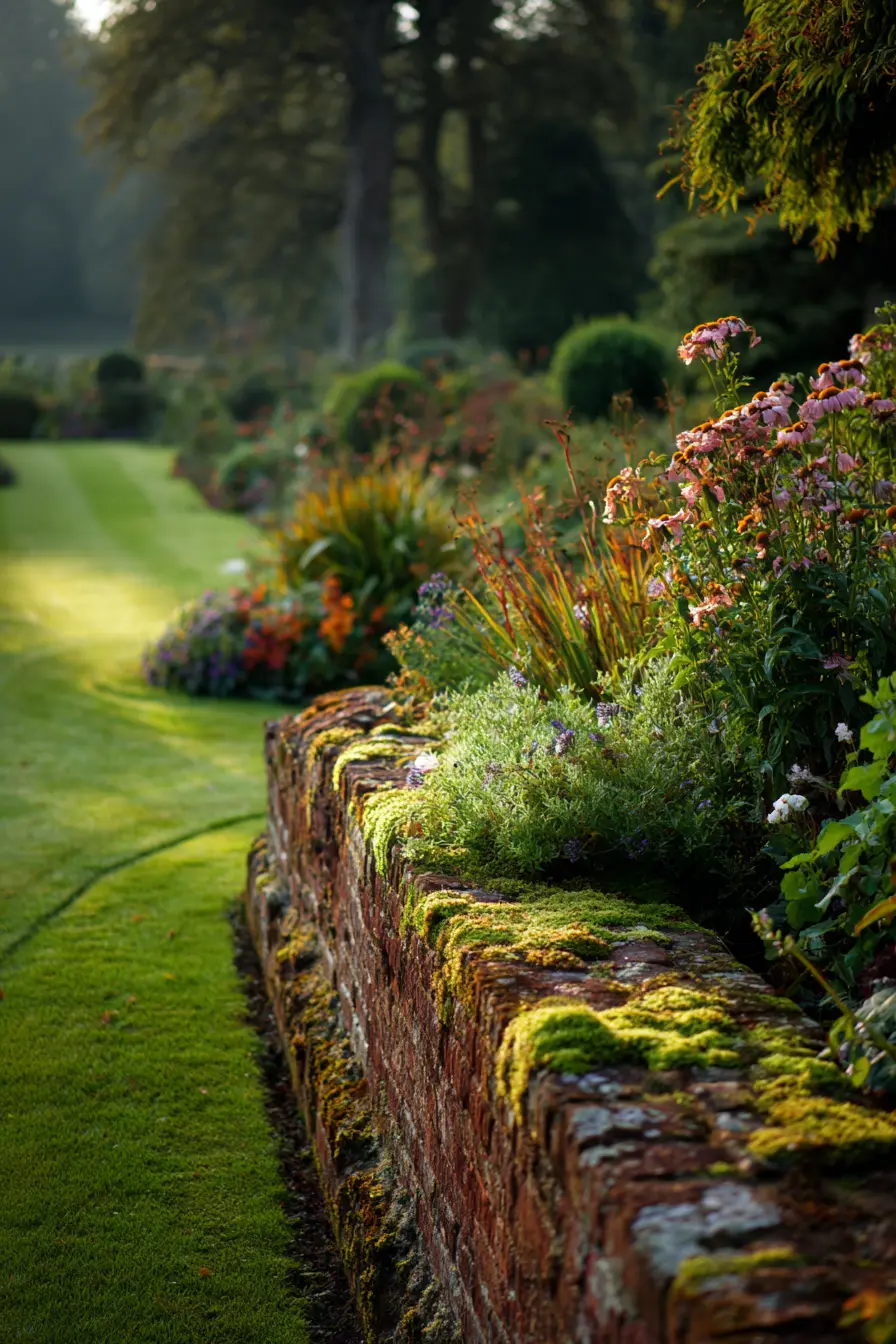 Moss-Covered Brick Edging