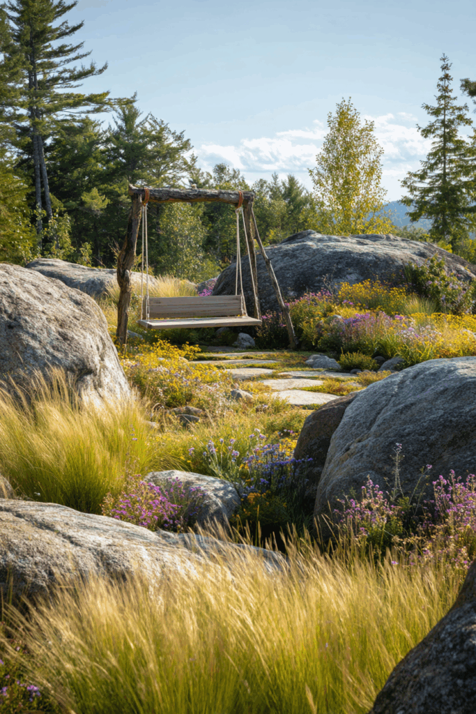 Rocky Slopes with Colorful Wildflowers