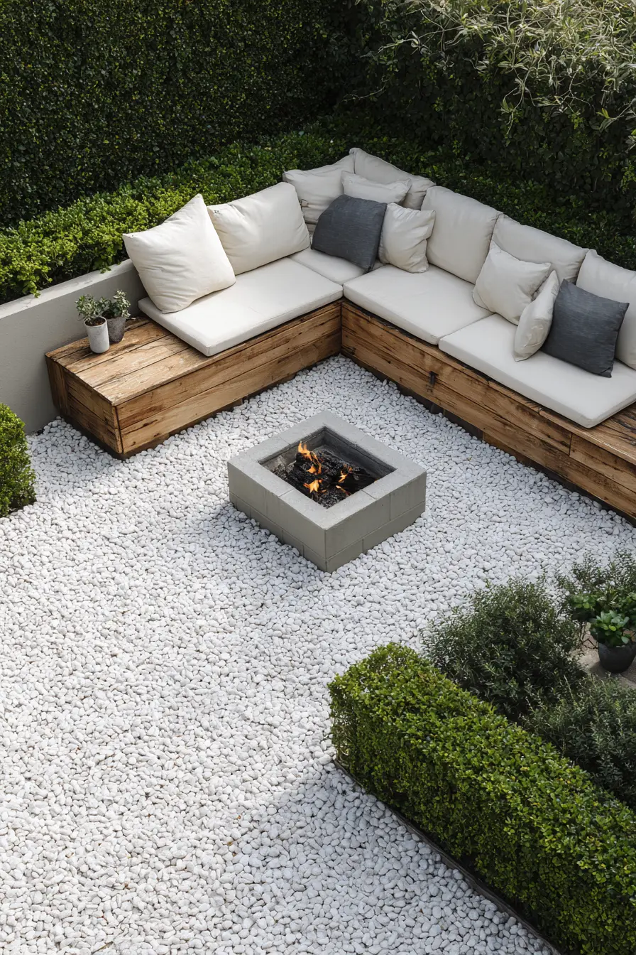 Modern Corner Bench with Stone Accent